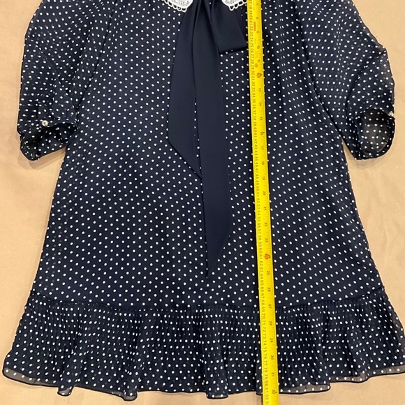Chiffon polka dot dress with Peter Pan collar long sleeve size, size xs/s - Picture 8 of 8